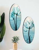 SAF Oval Shape Floral theme wall hanging for Home Décor and Office décor O-04 Pack of 2 (Multicolor)