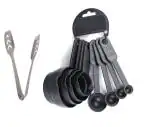 First Front Stainless Steel Momo Tong with 8 Pcs Plastic Black Measuring cups and Multicolour, Pack of 2
