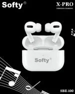 SOFTY TWS X-PRO Wireless in-Ear Earbuds with Mic, Extra Bass 32 Hours Battery & Quick Charge with Silicon Case with Keychain SBE-100 (White)
