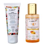 Caret Organic Hybrid Creamy Cleanser AND Vitamin C Resberry & Papaya Face Wash (200ml)- Pack 2