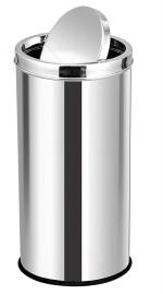 Mofna Silver Stainless Steel 60 L Round Shape Swing Dust Bin With Removable Lid - 12 X 28