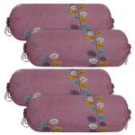 Kuber Industries Bolster Cover|Soft Cotton Bolster Cover Set|Diwan Round Bolster Pillow Covers|Luxurious Leaf Print Roll Masand Cover|16x32 Inch|Pack of 4 (Pink)