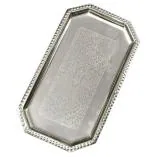 ViNishq Rectangular Shape Silver Serving Tray for Festive Season| Display for Party Decoration, Diwali, Ganpati, Home Décor| Serving Platter for Casual, Functions & Wedding Welcome Set