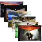 Shuban 12 Pcs Documents File Storage Bag with Snap Button Closer A4, Legal Size Certificate Document File Folder for Home, Office, School-Color & Design May Vary(36 x 25 Cm)