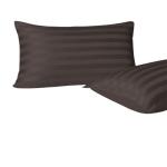 SAGO Dark Brown 200 Tc Cotton Satin Stripe Pillow Covers Pillow Cases 18 X 28 Inch - Pack Of 2