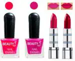OUR BEAUTY Perfect Combo Of Velvet Matte Lipsticks Ultra Shine Nail Polish (Set Of 4)