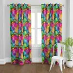 TailoringIndia Digital Printed Rainbow Colour Curtains for Windows, Doors, and Extra-Long Doorways - Elegance Redefined, Set of 1, (Window - 5ft)