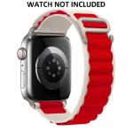 RUPELIK (Alpine Double Color 44mm Strap White/Red) Nylon Alpine Loop iWatch Strap Series Ultra / Series 8,7,6,5,4,3,2,1/SE Compatible For Strap 44mm/42mm/45mm/49mm Smart Watch Strap (White/Red)