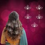 LYKAA Bridal Hair Pins Floral Hair Vine 5Pcs Set, Pearl Crystal flower Hair Accessories Hairclip/Juda Bun for Women and Girls Bridesmaids Wedding Anniversary (Golden)