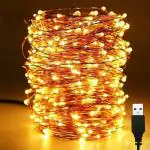 LTETTES Warm White LED Copper Wire String Lights 20 m and 200 Lights (Pack of 4)