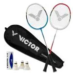 Victor ARS-1010 Alloy Steel Strung Badminton Racket - One size (pack of 2)