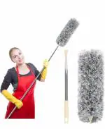 OXILY Upgraded Long Handle Microfiber Feather Ceiling Duster for Dust Cleaning with extendable Pole 30-100 Inch with Anti Scratch Bendable Head Brush for Cleaning High Cobweb Stick high Ceiling Fan