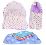 Kwitchy New Born Baby Boy's & Baby Girl's Bedding Combo Mosquito Net Bed Sleeping Bag & Plastic Sheets Set