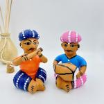 Heritage Mela Earthenware Terracotta Musicians Jugalbandi (Pack Of 2)