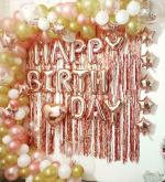 AMFIN (Pack of 119) Foil Curtain Decoration Happy Birthday Ballons Decorations Happy Birthday Balloons for Decoration Rose Gold Theme Decoration Metallic Balloon Birthday Decor Birthday 25th Birthday Decoration Photo Booth Rose Gold Decoration