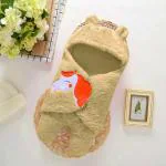 Pandaoriginals Cartoon Single Hooded Baby Blanket for AC Room (Cotton, Brown)