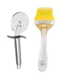 GOODFEEL Stainless Steel SS Pizza Cutter With Steel Blade Plastic Body Bhindi Cutter and (Multicolour, Pack of 2)