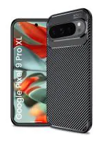 Golden Sand for Google Pixel 9 Pro XL 5G Cover Drop Tested Shock Proof Slim Armor Aramid Carbon Fibre Rugged TPU Case for Google Pixel 9 Pro XL 5G, Black
