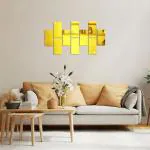 WallWear Mirror Sticker for Home Decoration | Mirror Finish Wall Stickers | Pack of 10 (Big Frame Gold) -Self Adhesive Acrylic Sticker, Mirror Stickers for Home & Festivals Decoration