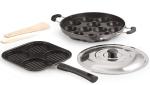 iVBOX Breakfast-Combo Appam Maker and Uttapam Pan Paniarakkal Set with Lid 2 L capacity 24 cm diameter (Aluminium, Non-stick)