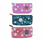 KYOTO PENCIL CASE & POUCH SET OF 3 POUCH PUFOAM STARS AND DOTS (Black) POUCH PUFOAM STARS AND DOTS (Pink) MATTY SCP BOT GUSSET(Pink)