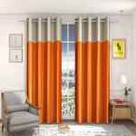 AH ARTSY HOME Orange Crush Patch Polyester Door Curtain 9 ft Pack of 2
