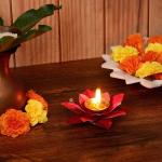DULI Lotus Shape Kamal Patti Akhand Diya or Tealight Holder for Diwali Decoration (Pack of 1)