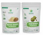 NISARG ORGANIC FARM Combo of Fenugreek Seed and Henna Leaf Powder I Multi-purpose Use I Pure, Natural and Organic I for cooking, health drinks, face, and Hair packs, Color & Growth I Homemade - 200g x 2 Pack