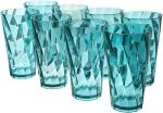 Darkpyro (Pack of 8) TWISTER Shape Unbreakable Plastic Glasses Glass Set Water/Juice Glass  (300 ml, Plastic, Blue)