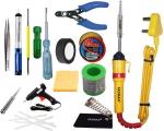 Fadman 25 W 25W Soldering Iron, Solder Wire, Soldering Paste Flux, Wire Cutter, De Soldering Pump, 2 In 1 Screw Driver, Glue Gun 20W And 7Mm Glue Sticks, 5Pcs, Hardware Tester (Set Of 14)