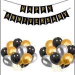 Sv Traders Happy Anniversary Royal Combo for Anniversary Decoration-Black Bunting Banner