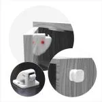 BabySafeHouse White Magnetic Lock For Drawer Cabinet With Strong Adhesive Magical Key (Pack Of 4)