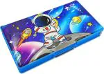 POKSI Space Theme Pencil Box | Jumbo size pencil box | inbuilt sharpener and Magnetic closure | Best Gift for kids| Art Plastic Pencil Box l Set of 1 Dark Blue