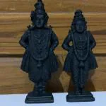 Murti Spandan Poly Marble Vitthal Rukmini Statue, Vitthal Rukmani Stand, Idol of God Vitthal Rukmai pair, Statue for Home Decor, Gifting, Showpieces for Home 6 inch Height