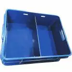Xela Multipurpose Heavy Duty Blue Portable Plastic Crate | Organizer Stackable Shelf Basket for Large Storage Bin | Vegetable | Fruit | Fish | Milk - 42.5x37x17cm (Pack of 1)