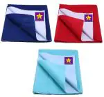 naughty baby Cotton Baby Bed Protecting Mat (Royal Blue, Small, Pack of 3)