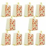 CARRY CLOUD Non-Woven Autumn theme Stitched Fabric Reusable Grocery Shopping Goodies Bag Promotional Bag for Gift Bag Wedding Bags 13 * 15 * 5Inch (PACK OF 10) (IVORY AUTUMN THEME STIITCHED) | Off White