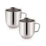 Revv Up Silver Stainless Steel Coffee Mug, 280 ml (pack of 2) RU40002