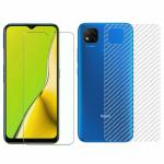 Kite Digital Redmi 9C Back Screen Protective Film Carbon Fiber Skin Transparent Screen Guard Sticker & Premium Tempered Glass Screen Protector