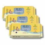 Eddie & Holly 99.9% Pure Water Baby Wipes with Lid | Extra Large and Extra Thick Wet Wipes | Unscented | 100% Plant based Fabric | For Face, Hands and Nappy | Suitable for sensitive to normal skin (3 X 60)
