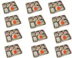 Super HK Stainless Steel Five in One Compartment Dinner Plate (Pack of 12)