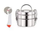 FIRST FRONT Stainless Steel Apex Pizza Cutter With 2 Pcs Steel Lunch Box and (Multicolour, Pack of 2)