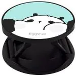 EggShell Expanding Tabletop Finger Grip Back Holder (Sockets) Premium Glossy Finish Effect with Black Stand and Fold Compatible All Basic Cell Phone & Tablets (Little Panda)