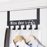 parhry Metal Over Door Hook Hanger for Clothes, Cloth Hanger for Door, Without Drilling Door Hook, Door Hanging Hook (Colour- Black, Pack of 1)