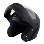 Ascone Robot Flip Up Modular Helmet for Men & Women, ISI, Black, L