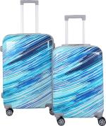 POLO CLASS Blue Polycarbonate 360 Rotating Wheel Luggage Trolley Bag - 66 cm (pack of 2)