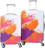 POLO CLASS Multicolor Polycarbonate Printed and 360 Rotating Luggage Trolley Bag - 66 cm (pack of 2)