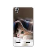 Casotec Sleepy Kitten Design Printed Silicon Soft TPU Back Case Cover for Lenovo A6000