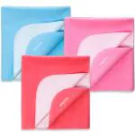 Cherilo Waterproof Reusable Baby Dry Sheet , Medium Size (70 X 100cm) Pack of 3 , (Pink + Salmon Rose + Sky Blue)