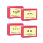 SWATI KHADI Organic Natural Herbal Rose And Rosewater Soap For Glowing Skin And Body, 125 G (Pack Of 4)